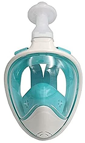 Vollgesichts-Silikon-Schnorchelmaske, 180°-Unterwasserschnorchel, Vollmaske, trockener Typ, Flachmund-Tauchmaske, geeignet für Erwachsene und Kinder (AL) (BL)