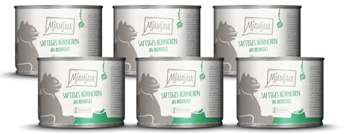MjAMjAM - Nourriture Humide Premium pour Chats - Poulet juteux au Brocoli, Paquet de 6 (6 x 200 g), sans céréales avec supplément de Viande