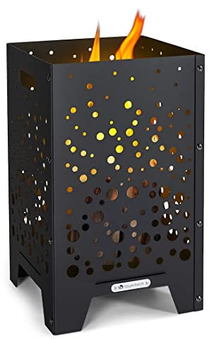 Blumfeldt Brasero Exterior Jardin para Leña y Carbon, Hoguera Recipiente Rectangular para Fuego de Acero, Braseros Fire Pit para Usar Patio y Terraza, Brasero Antiincendios Leña, Hoguera Jardin