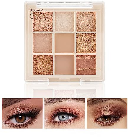 Boobeen Palette d'ombres à paupières nude - Maquillage mat et scintillant, poudre d'ombre à paupières crémeuse hautement pigmentée, pour créer un regard neutre, longue tenue