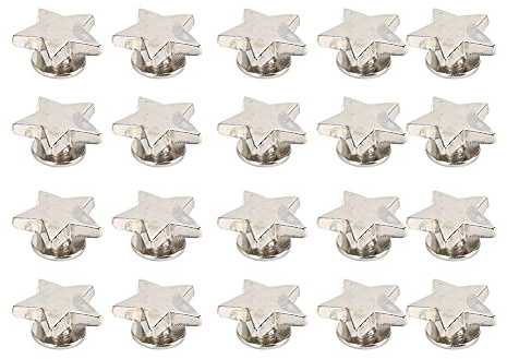 20 Piezas Remaches de Cuero de 12mm Remaches con Forma de Estrella Remaches DIY con Tornillos para Bolsos Ropa Zapatos Cinturones DIY Ropa Zapatos Accesorios de Decoración (plata plana)