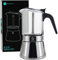 Coffee Gator 9 Cup Moka Pot, 450ml Stovetop Espresso Maker for Italian Coffee, Transparent Glass & Stainless Steel Design, Silver