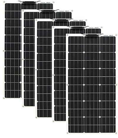 Aysolar 500W 12V Placa Solar Flexible 5x100w Impermeable Monocristalino Fotovoltaico Módulo para Barcos RV Remolques Caravana Yate Balcón Casa Baterías