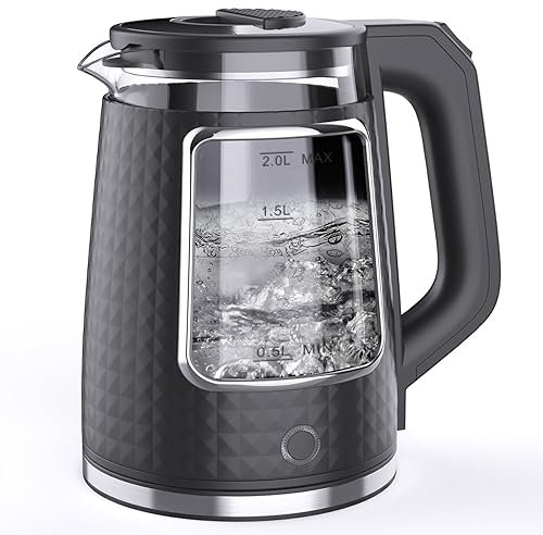 Ambitelligence Electric Tea Kettle for Boiling Water, Food Grade Stainless Steel Base, 2.0L/1500W, Auto Shut-Off and Boil-Dry Protection, Wide Opening