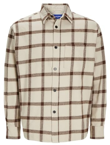 JACK & JONES Jorfrederiksberg Ls Sn T-Shirt en Flanelle Chemise de Loisirs, Crème, XL Homme
