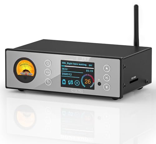KEULEN Digital Preamplifier, OLED Display Streaming Media with VU Meter, Screen Synchronous Display Of Lyrics, Bluetooth 5.0/optical Fiber/U Disk/hard Disk/SD Card Input