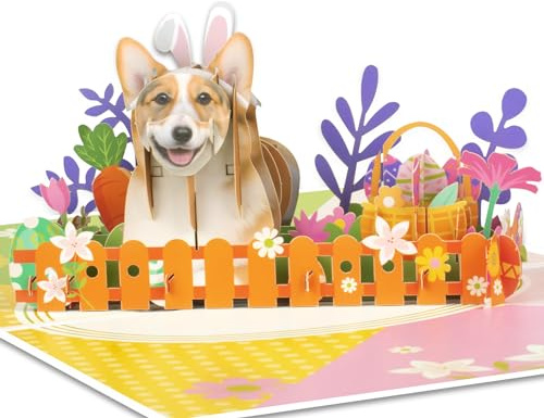 Greeting art popup påskkort, glad påskkort, popup-kort hund, glad påskkort, 3D påskkort, roliga påskpresenter för barn, make, fru, son, dotter