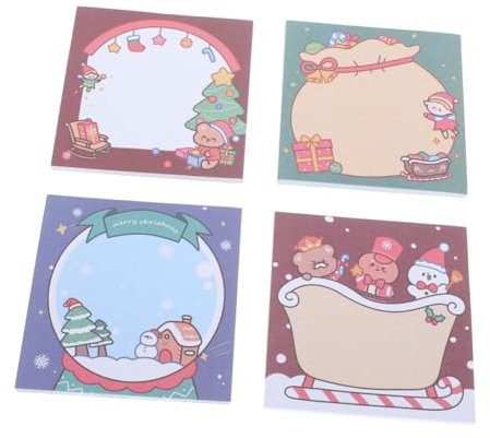 TEHAUX 12 Stück Weihnachtsnotizen aus Papier mit Kreativen Niedlichen Weihnachtscartoon Mustern Leichter und Praktischer Haftnotizblock als Festliche Weihnachtsdekoration