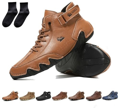Stivali Alti in Vera Pelle Fatti a Mano Italiani, Scarpe Beck da Uomo Scarpe Slip-on Impermeabili Leggere Traspiranti Antiscivolo for Escursionismo, Campeggio e Guida Stivali Chukka for Tutte le Stagi