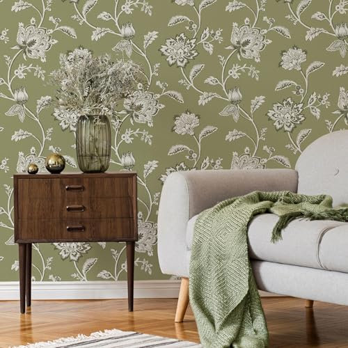 Fine Decor FD43454 - Carta da parati Juliette, motivo floreale, colore: salvia