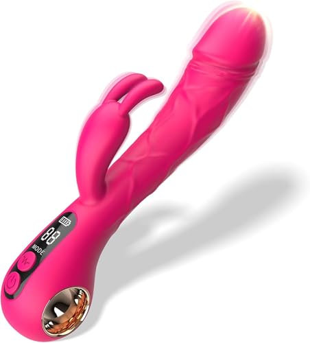 LYAMais Rabbit Vibratoren Klitoris-G-Punkt-Dildo-Vibrator 2 in 1 Dildo Vibrator Mit 9 Frequenz-Vibrations- und 9 Frequenz-Klitoris-Stimulationsmodi Leise Sexspielzeug für Frauen und Paare