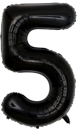 Palloncini gonfiabili da 81,3 cm, colore rosso, nero, oro, argento, rosa, numeri, compleanni, matrimoni, feste, palloncini gonfiabili, colore nero, 5