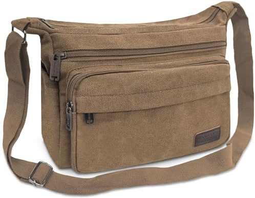Aucuu Wasserdichte Umhängetasche Herren, Multi-Tasche Messenger Bag, Leinwand Schultertaschen, Canvas Crossbody Tasche, Arbeitstasche, Herrentasche für Schule Reisen Arbeits
