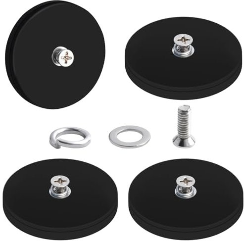 Basi Magnetiche Gommato Filettata Calamite Potenti con Vite Magneti al Neodimio 15kg Forti 43mm 4 Pezzi