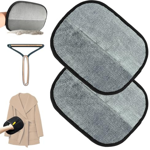 Rumsfel 2 stycken pälsvårdshandskar, husdjursvårdshandskar, dubbelsydda husdjursgrooming gloves, med luddrakapparat djurhårborttagare, statisk borttagning av djurhår, återanvändbar