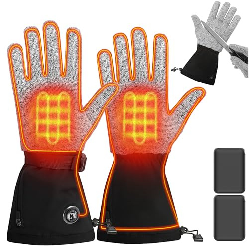 CYCYHEAT Men Heated Gloves - Work Cutting Cut Thin Resistant Heating Gloves, Upgraded 5000mAh Battery Pack for Motorcycle, Hunting, Ski