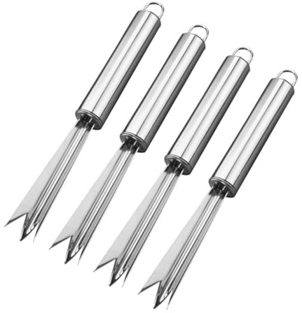 UTHCLO Pelador y Cortador de Piña de Acero Inoxidable Resistente al Óxido Set de 4 Piezas Fácil de Almacenar Adecuado para Cocina y Viajes