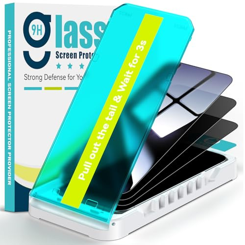 Mothca Privacy Screen Protector for iPhone 17 Pro/ 17/16 Pro, 9H Tempered Glass Anti-Spy Protector with Auto-Install Kit (3 Pack- 6.3 inch)
