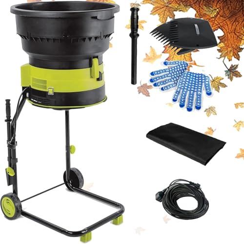 DUXMM Trituradora de Hojas eléctrica para Compost, Velocidad de 8000 RPM, con Bolsa de recolección Desmontable, Herramienta de Limpieza de jardín para Limpieza de Patios,30m-Power-Cord