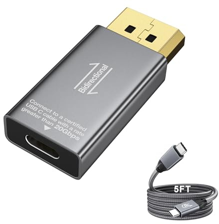 Adaptador USB C a DisplayPort 1.4 de 8K a 60Hz y cable 3.2, convertidor Thunderbolt 3/4 a DP, compatible con MacBook, teléfono 17/16/15, iPad Pro, Samsung, Galaxy, Lenovo/HP/Dell/ASUS
