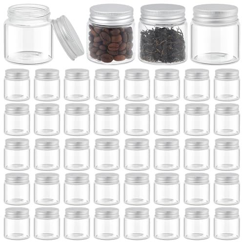 INTERWARM 60 petit Pot Mason de 50 ml Mini Bocaux en Verre Transparent Contenants de Rangement en Vrac pour Cadeaux de Mariage Conserver la Confiture Gelée de Miel Sauces Flocons D'Avoine de Nuit