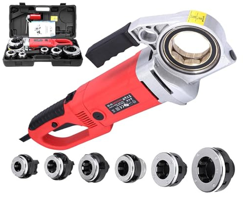smafoseedding Kit di Strumenti per Filettare Tubi, Filettatrice per Tubi per Carichi Pesanti 2300w, Strumento Idraulico Portatile,con 6 Matrici, con Impugnatura Antiscivolo E Impugnatura Ausiliaria