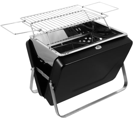 SEWOART Mini Griglia a Carbone Pieghevole in Stile Valigetta Griglia Portatile per Barbecue da Picnic e Campeggio Gambe Abbassabili e Trasporto Facile per Barbecue all'Aperto