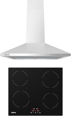 CIARRA CBCS6201 Hotte Aspirante 60cm 370m³/h Classe A++ et Plaque de Cuisson à Induction - 4 Foyer 6000W CABBIH4-A
