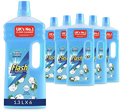 Flash All Purpose Cotton Fresh Liquid Cleaner with Febreze, 1.3 Litre, Pack of 6