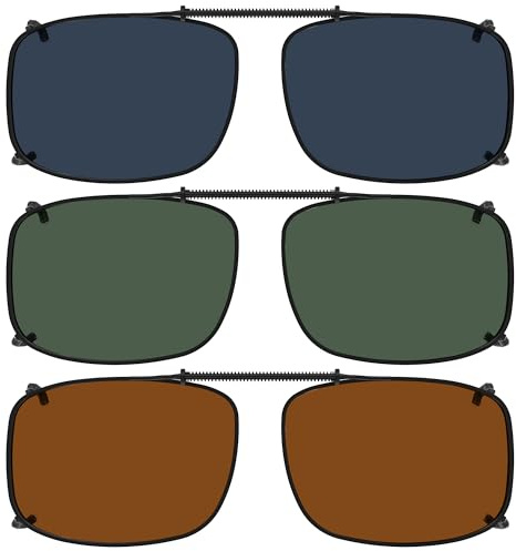 Eyekepper grå/brun/G15-lins 3-pack clip-on polariserade stora solglasögon 58 x 38 mm