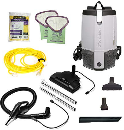 ProTeam ProVac FS 6 Commercial Backpack Vacuum with Power Nozzle Tool Kit, 6 Quart, Gray