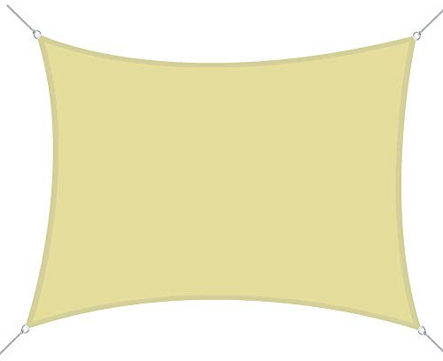 Outsunny Toldo Vela Rectángulo 4x6m Vela de Sombra para Terraza Jardín Camping Resistente al Agua Protección UV Poliéster Color Arena