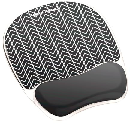 Fellowes Foto-Gel-Mauspad, Handgelenkauflage mit Microban, schwarzer Chevron (9549901)