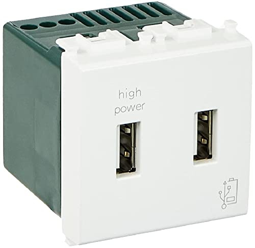 Vimar 14295 Plana Doppia presa USB 5V2,1A per alimentazione 2 Moduli bianco