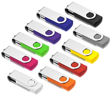 AreTop USB Stick 8GB 10 Stück, 360° drehbar USB 2.0, 10 Farben | USB 2.0 Plug-and-Play, kompatibel mit PC/Laptop/Tablet/Auto/TV/Spielekonsole, inklusive 10 Lanyards