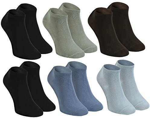Rainbow Socks – dam herr färgglada sneakers bambu strumpor, 2 x svart brun oliv jeans grå, 39-41 EU