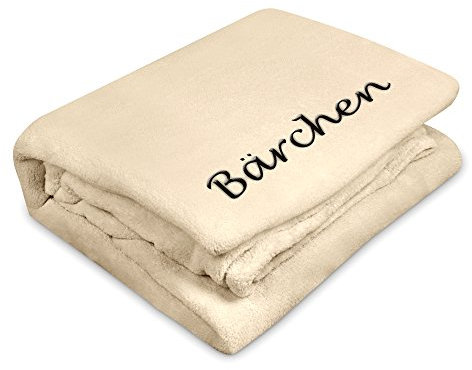 digital print Kuscheldecke mit Namen Bärchen Bestickt - Farbe Wollweiß - personalisierte Decke, Wolldecke