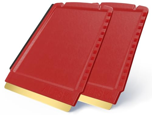 Grattoir pare Brise Voiture - rapide, facile et efficace - [ Lot de 2 ] Murska 4 en 1 Raclette pare Brise Voiture - lame en laiton - Premium HIPS Gratte pare Brise Voiture de Finlande Rouge