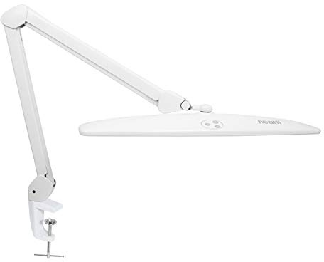Neatfi Lampada da lavoro Elite HD XL, 1.600 lumen, 84 LED SMD, temperatura colore 6500K, lampada da scrivania luminosa, funzione dimmer non polare (Non-CCT con Morsetto, Bianco, 58 CM)