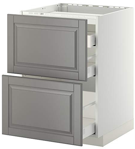 Table de cuisson METOD/MAXIMERA - 2 façades/3 tiroirs - 60 x 61,8 x 88 cm - Blanc/gris Bodbyn