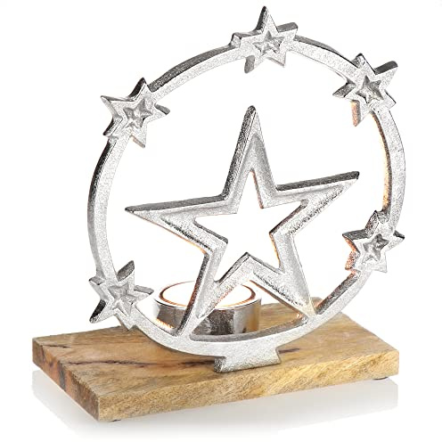 com-four® Teelichthalter mit Stern-Motiv, Weihnachtlicher Kerstenständer | dekorativer Kerzenhalter Weihnachten - Weihnachtsdeko