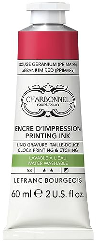 Lefranc Bourgeois 301494 Charbonnel, Water-Washable Copper Printing Ink with Excellent Light fastness, Vegan, 100% Solvent-Free, 60 ml Tube, Geranium red (Primary)