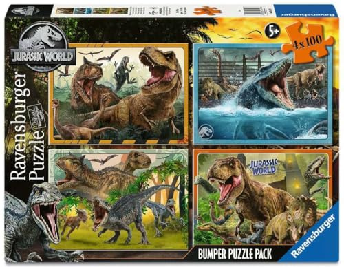 Ravensburger Kinderpuzzle 05619 - Willkommen in der Jurassic World 4X 100 Teile Puzzle in Einer Box, für Puzzle-Freunde und Dinosaurier-Fans ab 5 Jahren