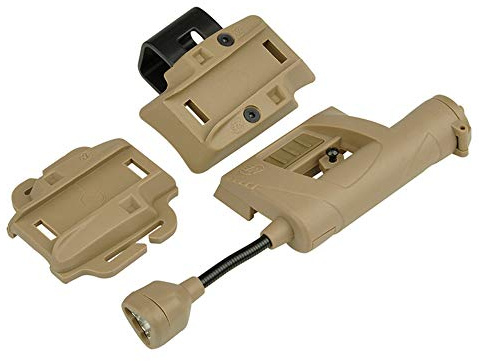 SBGJMY Casco luce carica MPLS,4 modalità torcia elettrica di sopravvivenza di sicurezza del segnale militare,Accessori tattici per montaggio casco (Abbronzatura)