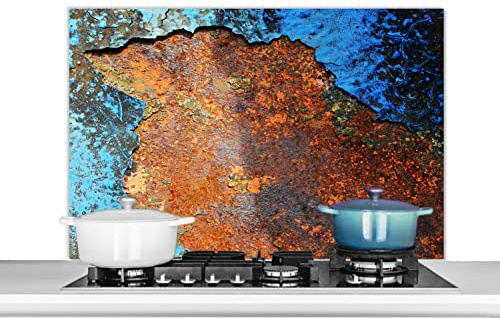 Credence Industriel - Métaux - Rouille - Vintage Fond de hotte 100x65 cm Credence aluminium Plaque inox de cuisine