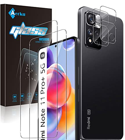 Aerku Protector de Pantalla para Xiaomi Redmi Note 11 Pro+ / Redmi Note 11 Pro Plus 5G + Protector de Lente de Cámara [2 + 2 Piezas], 9H Ultra Resistente Cristal Templado Vidrio Templado