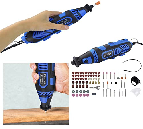 Utensile multifunzione da 135 W, strumento rotante, per lucidare, levigare, tagliare, levigare, accessori da 80 pezzi, velocità 10.000 – 32.000 / min, albero flessibile, utensile rotativo elettrico