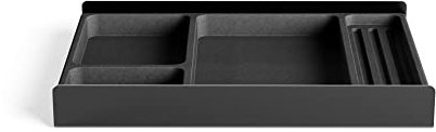 Raico Schreibtischablage mit Fächern, Kork & Aluminium, Auffangbehälter, Stiftablage, geholte Alternative Schublade für Schreibtisch-Aufbewahrung, Schreibwaren-Organizer (Dark)