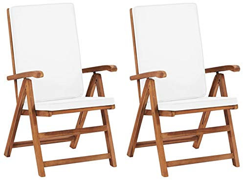 XIAOGUANG Garten-Liegestühle 2 STK. mit Auflagen, Gartenmöbel, Balkonstühle, Chair Outdoor, Balkonmöbel, Hochlehner, Essstühle, Balkon Stuhl, Bistrostuhl, Massivholz Teak