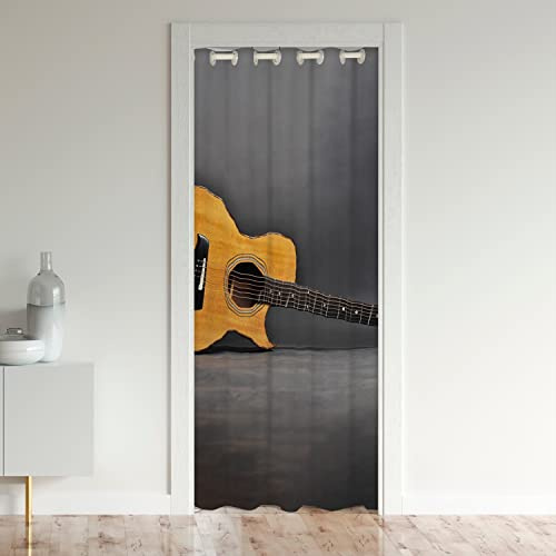 jejeloiu Guitar Heat Blocking Door Curtain Doorway 42x80 Inch 1 Panel